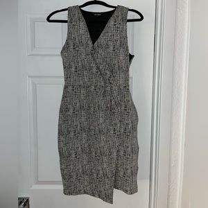 Express business faux wrap dress black and white